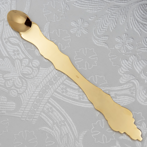 2.7.0851лп Лжица латунная с красными камнями в позолоте фото 4