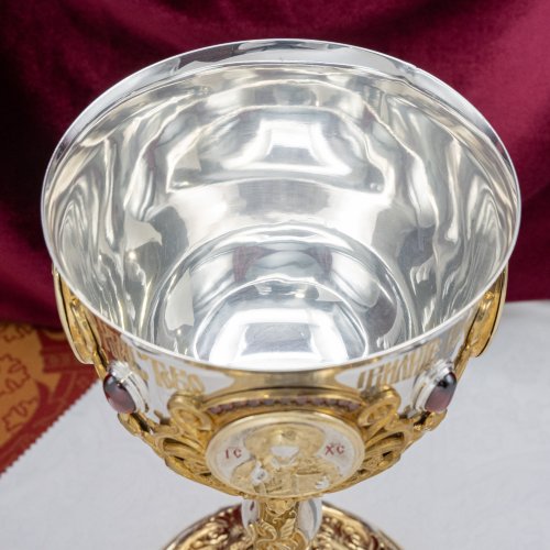 2.7.1566клф Потир комбинированый на 1.0л. с фрагментарной позолотой и вставками фото 6 2.7.1566клф Потир комбинированый на 1.0л. с фрагментарной позолотой и вставками фото 6