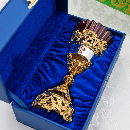 2.7.0353лф Лампада латунная в позолоте и серебрении фото 3