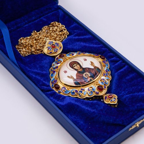 2.7.1481лпэ-2/1лп Панагия латунная с эмалью фото 4 2.7.1481лпэ-2/1лп Панагия латунная с эмалью фото 4