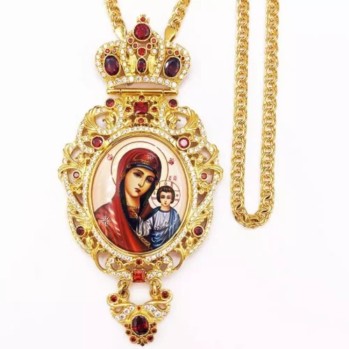 2.7.1007лп-2/1лп Панагия латунная в позолоте с цепью