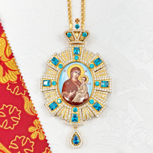 2.7.1579лп-1/1лп Панагия в позолоте с вставкой финифть