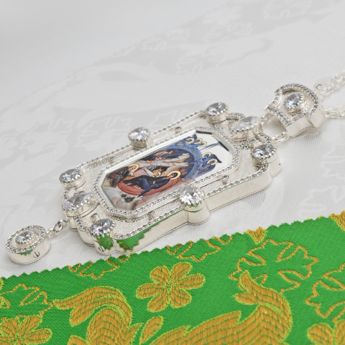 2.7.2163л-2/41л Панагия архиерейская латунная в серебрении фото 6