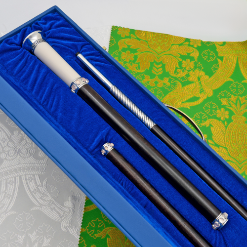 2.7.2444лнрч Посох латунный с натуральными камнями в серебрении фото 2