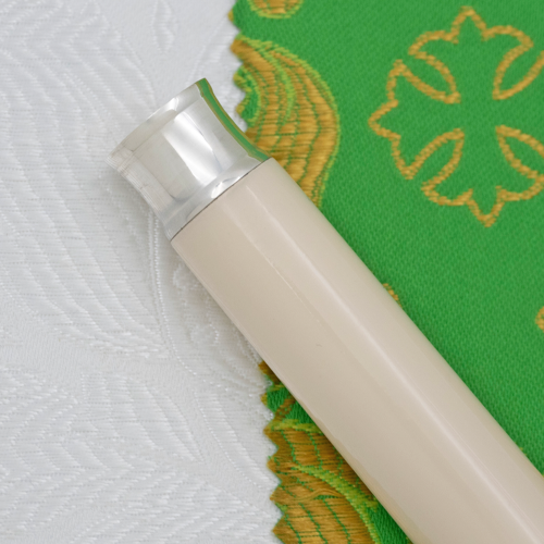 2.7.0519л Посох латунный с белыми камнями в серебрении фото 8