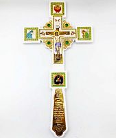 2.7.1272лпч Крест Напрестольный латунный в позолоте, с латунным принтом на декоративном камне*