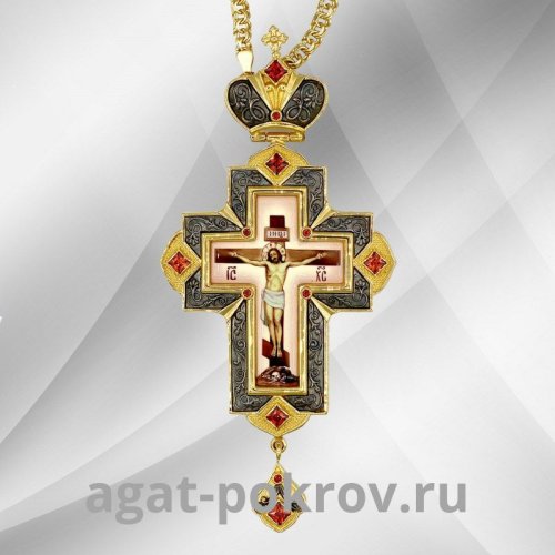 2.10.0342лпр-2/1лп Крест латунный в позолоте с деколью и с цепью 2.10.0342лпр-2/1лп Крест латунный в позолоте с деколью и с цепью