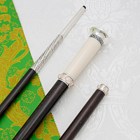 2.7.2444лнрч Посох латунный с натуральными камнями в серебрении