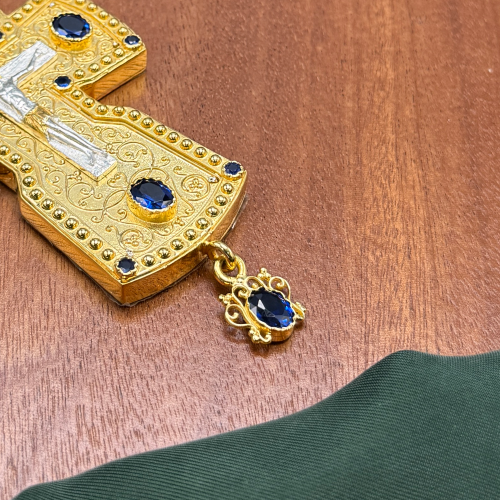 2.10.0058лп/1лп Крест наперсный в позолоте с цепью фото 6