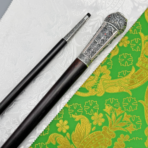 2.7.1559лр Посох латунный с красными камнями в серебрении 2.7.1559лр Посох латунный с красными камнями в серебрении