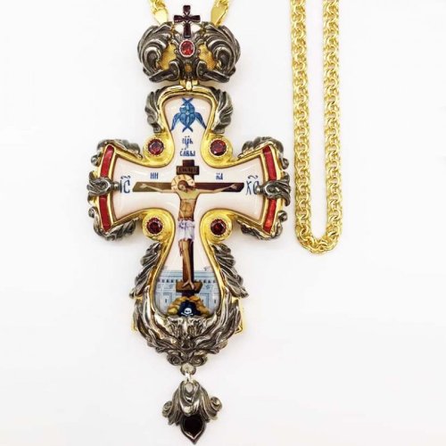 2.10.0343лп-2/1лп Крест латунный в позолоте с цепью