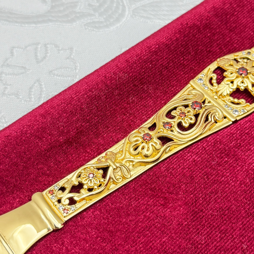 2.7.0712лп Лжица латунная в позолоте со вставками фото 3