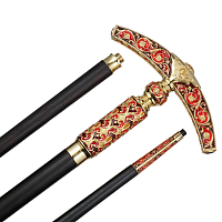 2.7.2002лп-М Посох латунный в позолоте со вставками