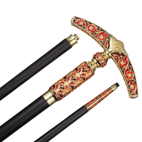 2.7.2002лп-М Посох латунный в позолоте со вставками