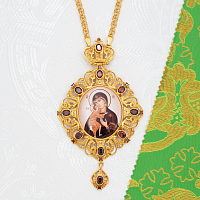 2.7.1591лп-2/1лп Панагия латунная с красными камнями в позолоте