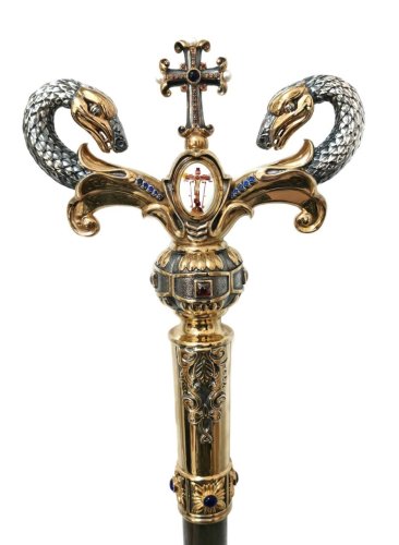 2.7.1480лпр Жезл латунный со вставками в позолоте фото 2 2.7.1480лпр Жезл латунный со вставками в позолоте фото 2