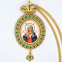 2.7.0591лп-2/1лп Панагия латунная в позолоте со вставками и цепью