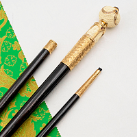 2.7.2387лп-11 Посох латунный с красными камнями в позолоте