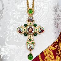 2.10.0572лнпэ-2/1лп Крест наперсный с натуральными камнями