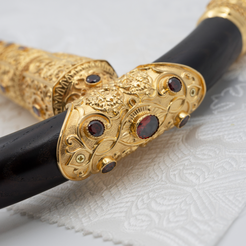 2.7.0519лп Посох латунный с красными камнями в позолоте фото 4 2.7.0519лп Посох латунный с красными камнями в позолоте фото 4