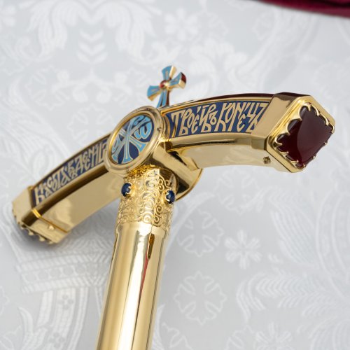 2.7.2398лнпчэ Жезл латунный в позолоте с натуральными камнями фото 7 2.7.2398лнпчэ Жезл латунный в позолоте с натуральными камнями фото 7