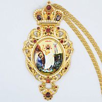 2.7.1007лп-2/1лп Панагия латунная в позолоте с цепью