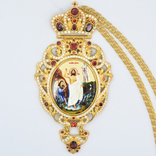 2.7.1007лп-2/1лп Панагия латунная в позолоте с цепью