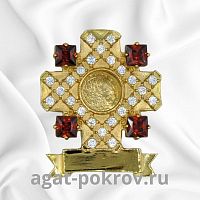 2.7.0339лп Мощевик латунный с красными камнями в позолоте