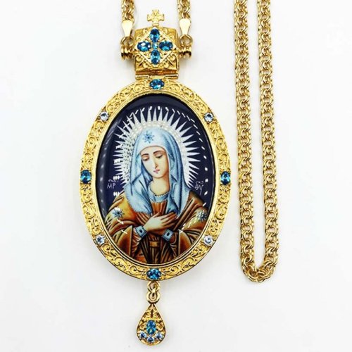 2.7.1283лп-2/1лп Панагия латунная в позолоте с цепью