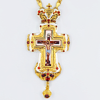 2.10.0295лф-2/1л Крест латунный с фрагментальной позолотой и цепью