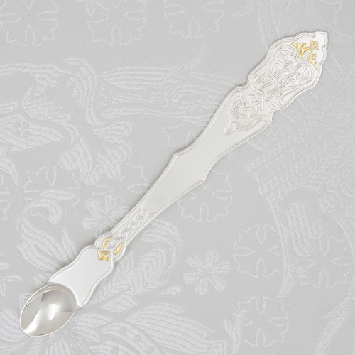 2.7.1815лф Лжица латунная в серебрении с фрагментарной позолотой 2.7.1815лф Лжица латунная в серебрении с фрагментарной позолотой