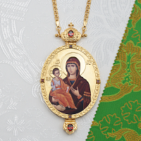 2.7.1693лп-2/1лп Панагия латунная с красными камнями в позолоте