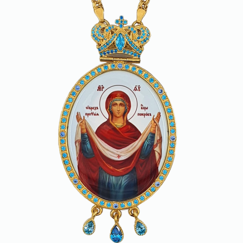 2.7.0312лп-2/1лп Панагия латунная в позолоте с цепью арт. 2.7.0201лп