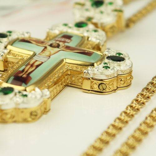 2.10.0331лп-2/1лп Крест латунный в позолоте с цепью фото 5