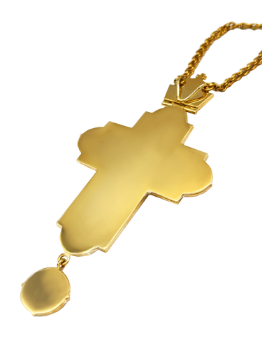 2.10.0249лп-2/1лп Крест латунный в позолоте с цепью фото 3