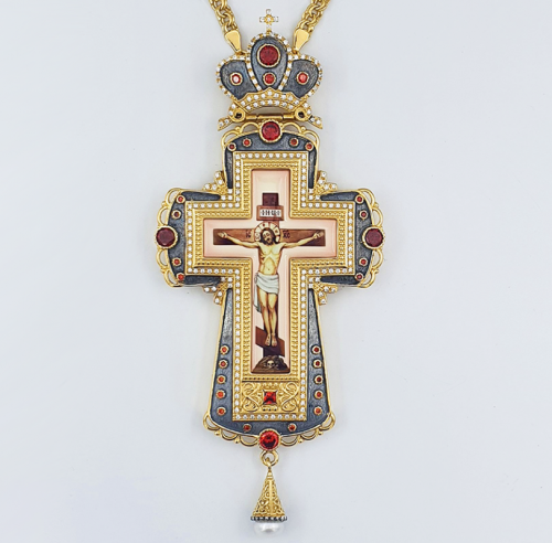 2.10.0287лпр-2/1лп Крест латунный в позолоте с цепью