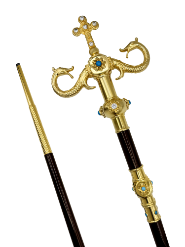 2.7.2165лп Жезл латунный с голубыми камнями в позолоте фото 2 2.7.2165лп Жезл латунный с голубыми камнями в позолоте фото 2