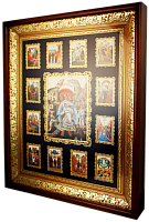 2.14.0143лп Икона настенная латунная Двунадесятые праздники.
