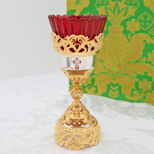 2.7.0353лф Лампада латунная в позолоте и серебрении