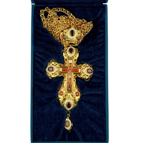 2.10.0156лп-2/1лп Крест латунный в позолоте с цепью фото 2