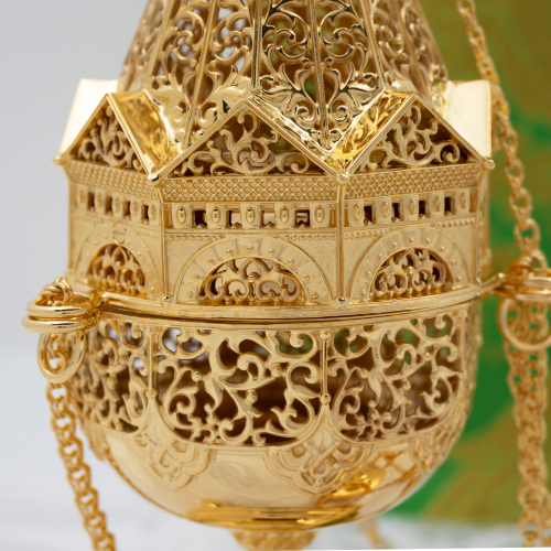 2.7.1097лп Кадило латунное в позолоте фото 5