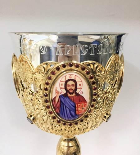 2.7.0894клп-18 Потир комбинированный на 1 л в позолоте фото 2