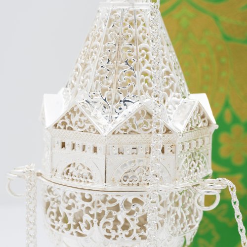 2.7.1097л Кадило латунное в серебрении фото 5