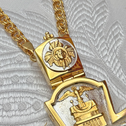 2.10.0408лф/1лп Крест наперсный с фрагментарной позолотой и голубыми фианитами фото 6