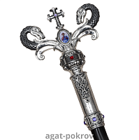 2.7.1480лр Жезл архиерейский латунный с фиолетовыми камнями в серебрении