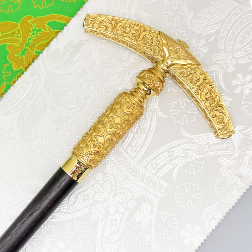 2.7.2002лп Посох латунный со вставками в позолоте