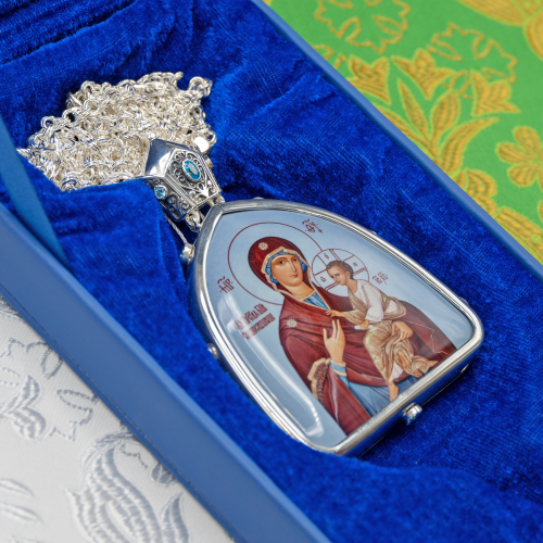 2.7.1895лр-2/1л Панагия архиерейская латунная в серебрении фото 2