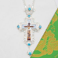 2.10.0625л-2/1л Крест наперсный латунный со вставками в серебрении