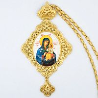 2.7.0670лп-2/73лп Панагия латунная в позолоте со вставками и цепью