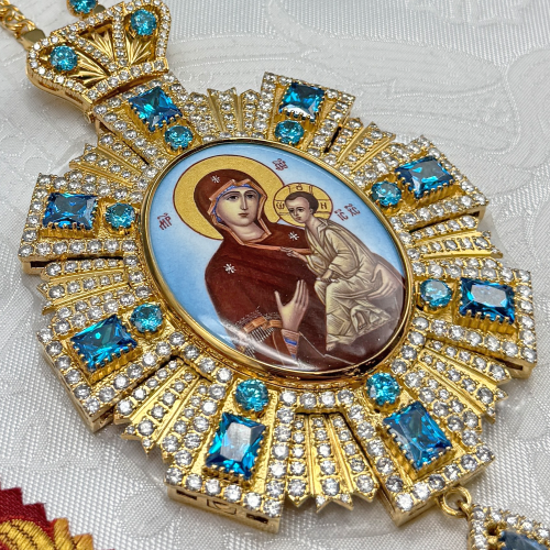 2.7.1579лп-1/1лп Панагия в позолоте с вставкой финифть фото 7